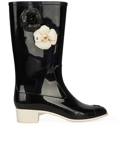 Chanel Camelia Rain Boots, front view