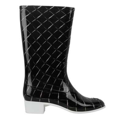 Chanel Quilted Rain Boots, front view