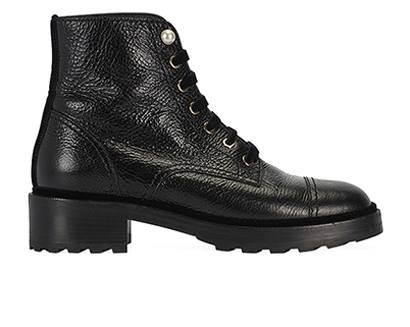 Chanel Lace Up Pearl Boots, front view