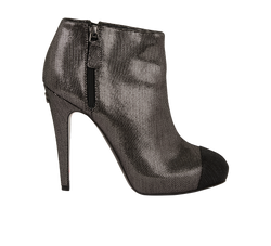 Chanel Metallic Effect Ankle Boots, Fabric, Grey, UK 5, 3*