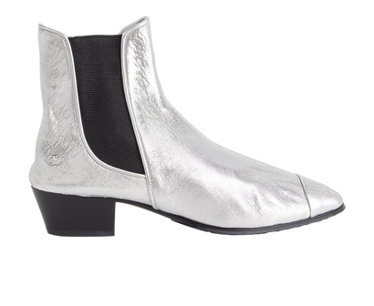 Chanel Metallic Ankle Boots, front view