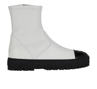 Chanel CC Logo Cap Boots, front view