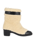 Chanel Logo Ankle Boots, £650, Shoes, Beige/Black, Leather/Shearling, Front view