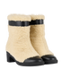 Chanel Logo Ankle Boots, £650, Shoes, Beige/Black, Leather/Shearling, Side view