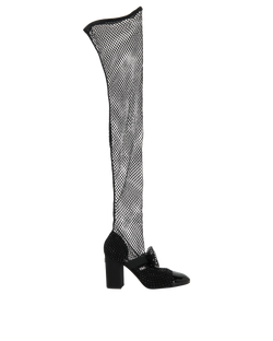 Chanel Knee-High Resille Mary Janes, Fabric, Black, UK4, DB/B, 2*