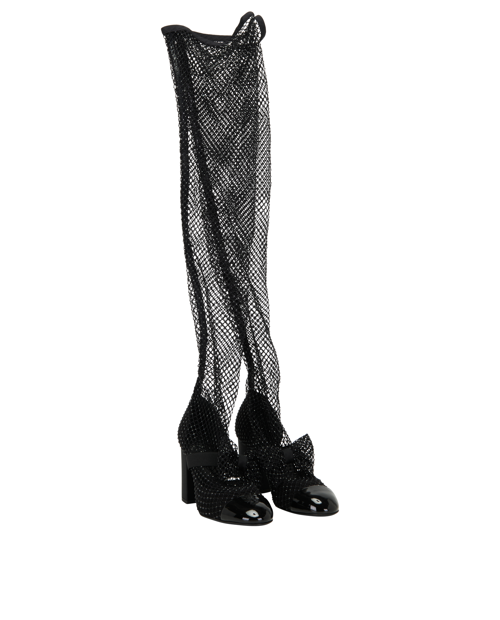 Chanel Knee-High Resille Mary Janes, &pound;1,100, Shoes, Black, Fabric, Side view