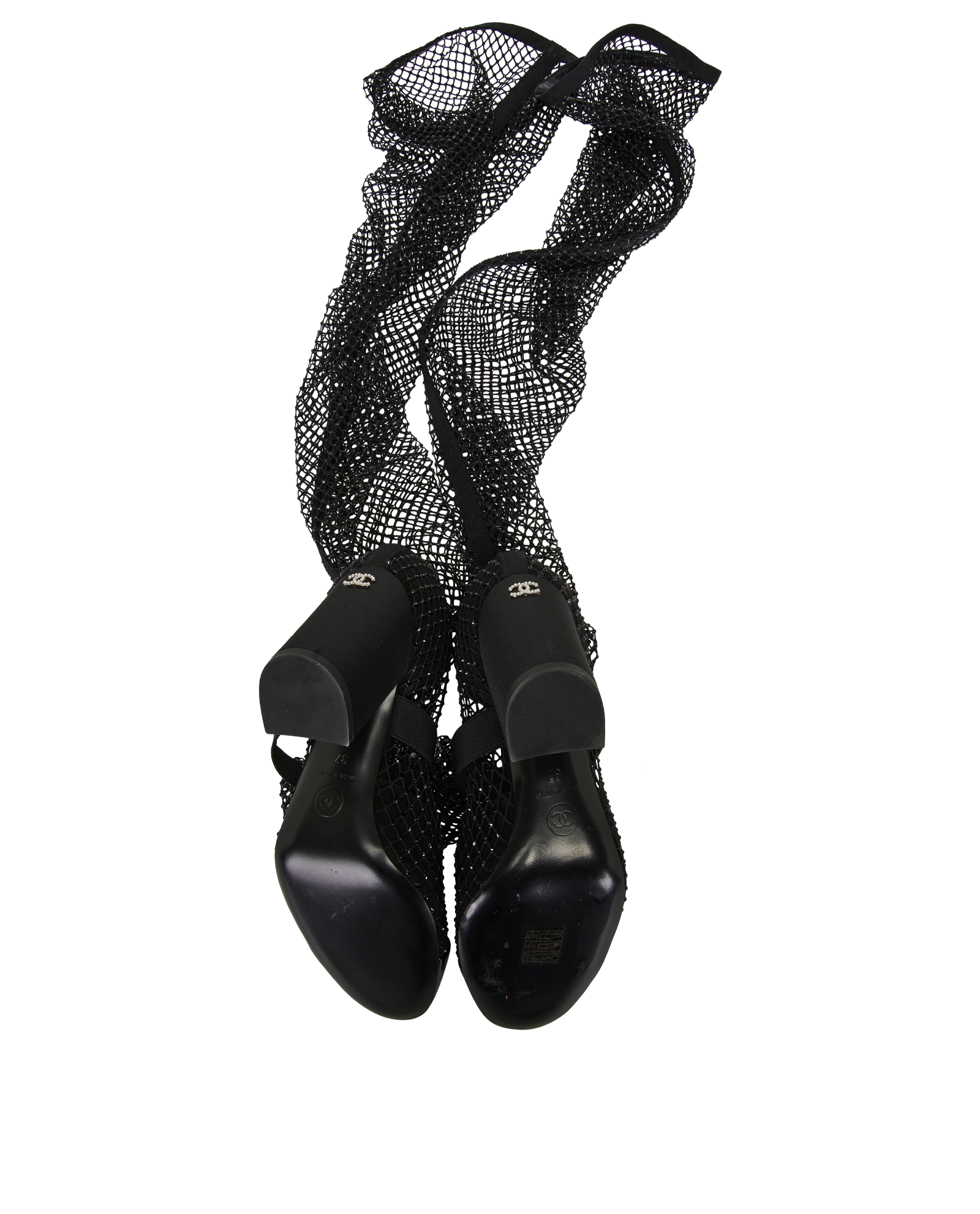 Chanel Knee-High Resille Mary Janes, &pound;1,100, Shoes, Black, Fabric, Top view
