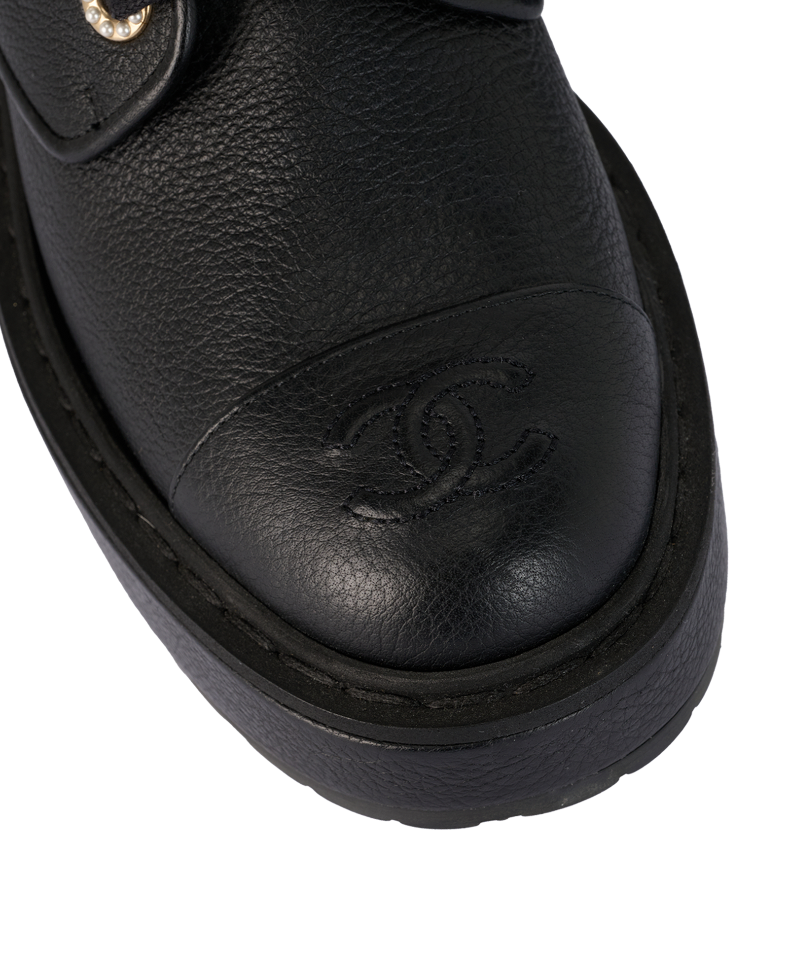 Chanel CC Lace Up Boots, &pound;550, Shoes, Black, Leather, Other view