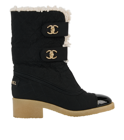 Chanel CC Quilted Snow Boots, front view