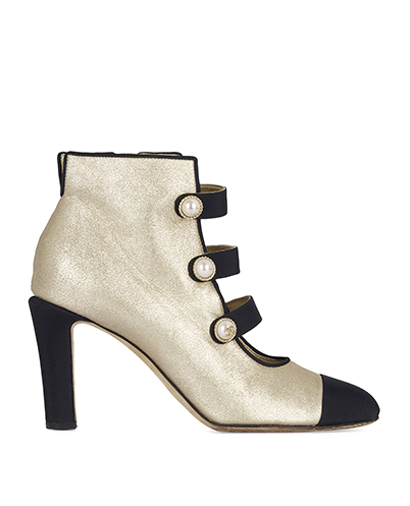 Chanel Faux Pearl Ankle Boots, front view