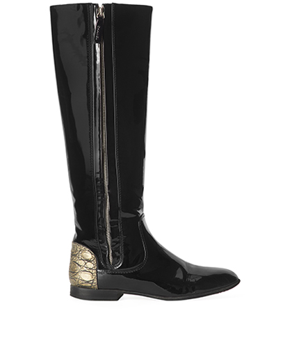 Chanel Gold Heeled Zip Boots, front view