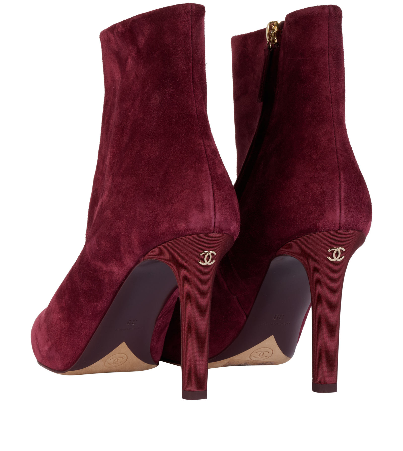 Chanel Ankle Boots, &pound;650, Shoes, Burgundy, Suede, Back view
