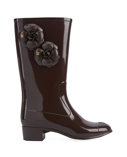 Chanel Maroon Rainboots, front view