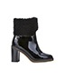 Chanel Fur Cuff Patent Ankle Boots, front view
