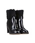 Chanel Fur Cuff Patent Ankle Boots, side view