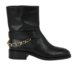 Chanel Chain Ankle Boots, Leather, Black, UK4.5, 2*