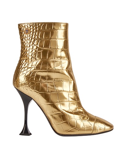 Chanel Crocodile Embossed Ankle Boots, front view