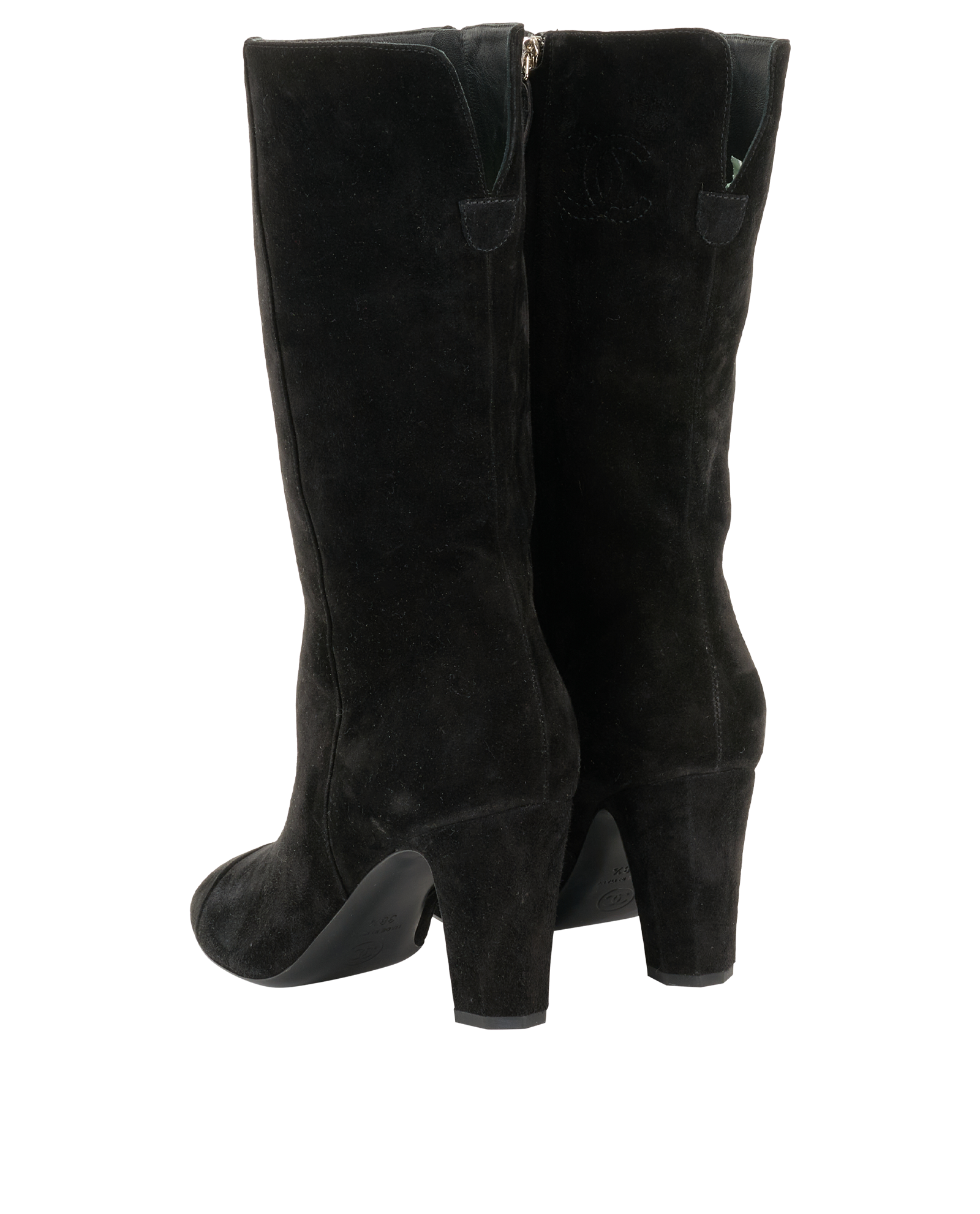 Chanel CC Boots, &pound;320, Shoes, Black, Suede, Back view