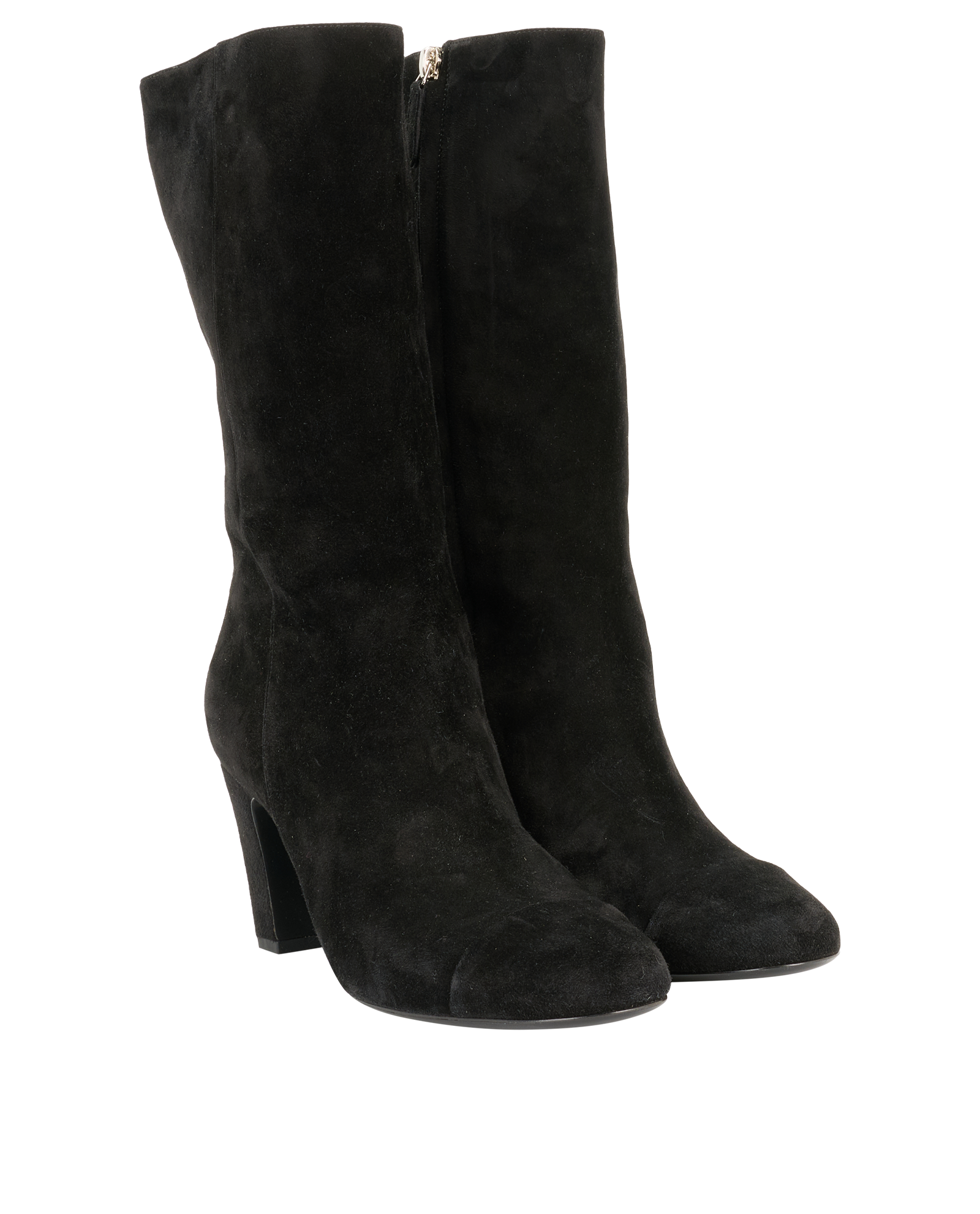 Chanel CC Boots, &pound;320, Shoes, Black, Suede, Side view