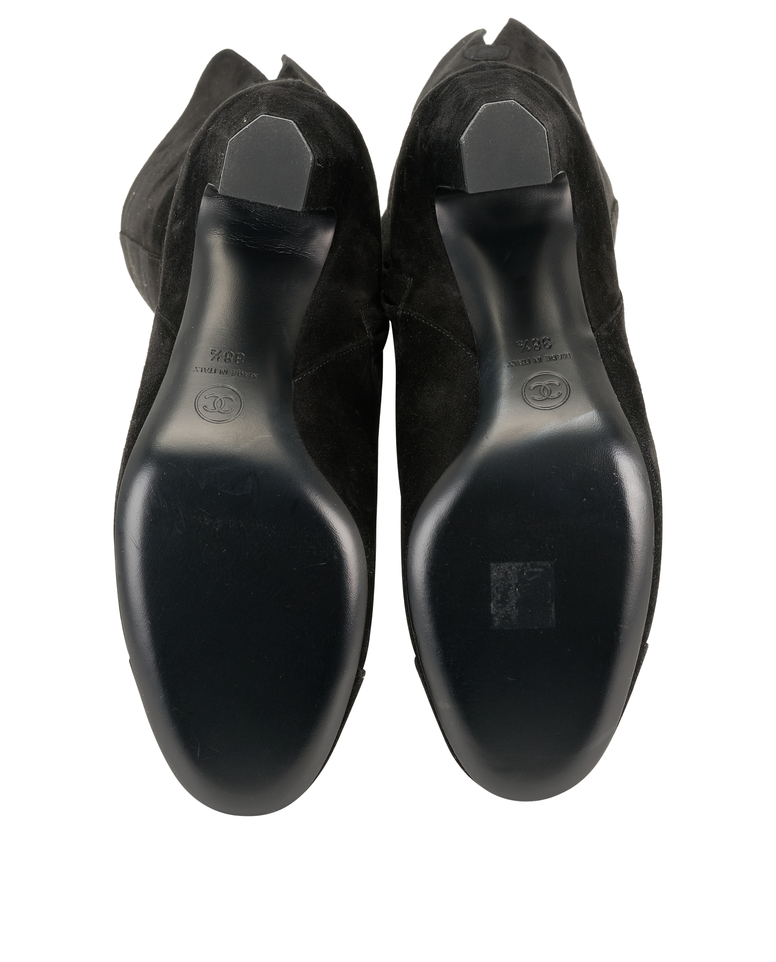 Chanel CC Boots, &pound;320, Shoes, Black, Suede, Top view