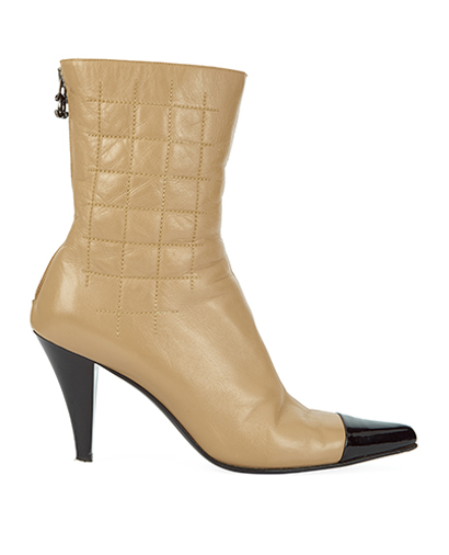 Chanel Chocolate Bar Quilted Ankle Boots, front view