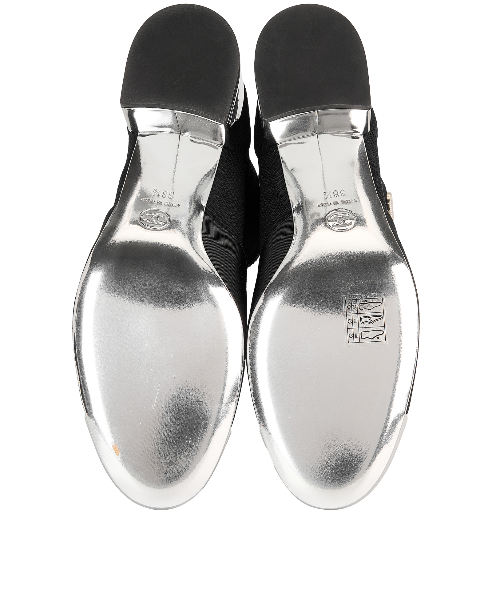 Chanel Pocket Ankle Boots, &pound;550, Shoes, Black/Silver, Fabric, Top view