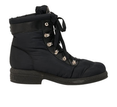 Chanel Coco Neige Boots, &pound;395, Shoes, Black, Leather/Nylon, Front view