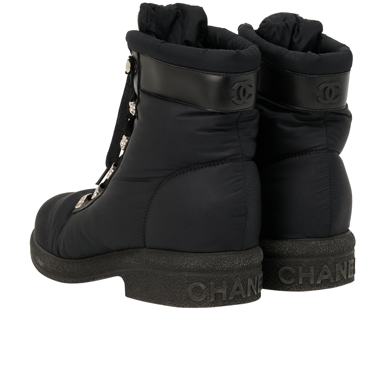 Chanel Coco Neige Boots, &pound;395, Shoes, Black, Leather/Nylon, Back view