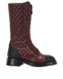 Chanel Logo Lace Up Boots, &pound;550, Shoes, Black/Burgundy, Leather, Front view
