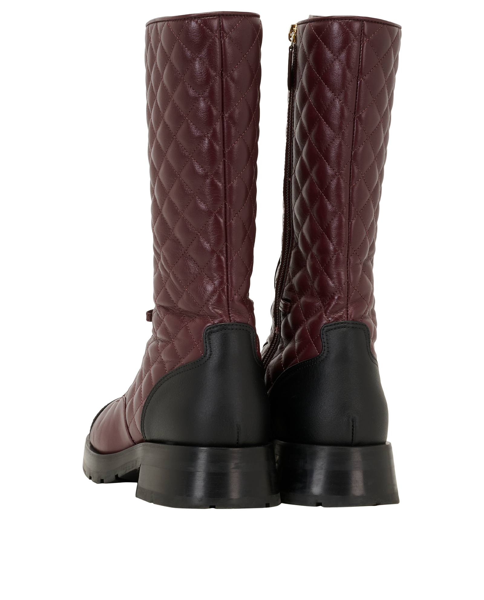 Chanel Logo Lace Up Boots, &pound;550, Shoes, Black/Burgundy, Leather, Back view