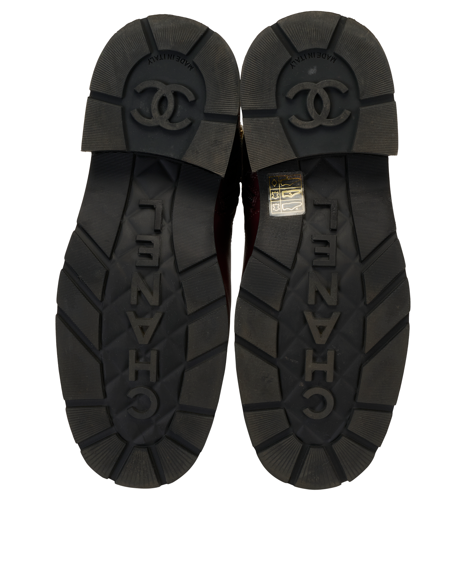 Chanel Logo Lace Up Boots, &pound;550, Shoes, Black/Burgundy, Leather, Top view