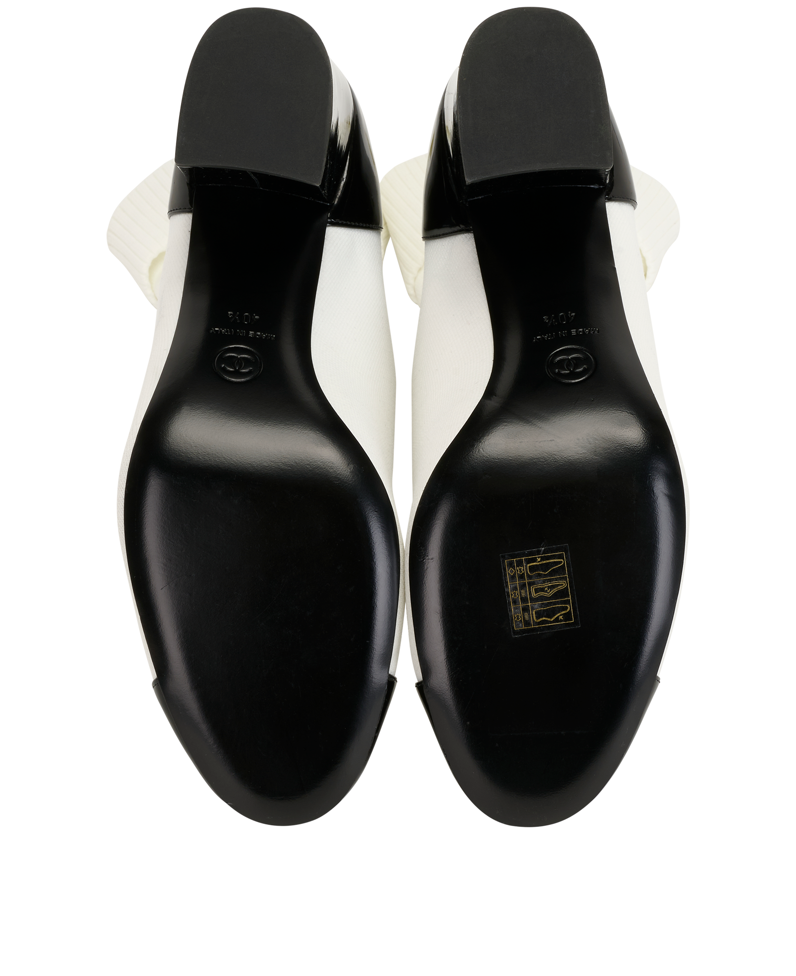 Chanel Sock Ankle Boots, &pound;850, Shoes, Black/White, Fabric/Patent Leather, Top view