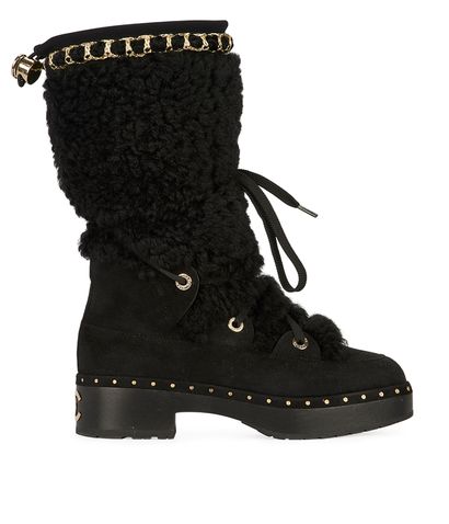 Chanel Shearling Chain Snow boots, front view