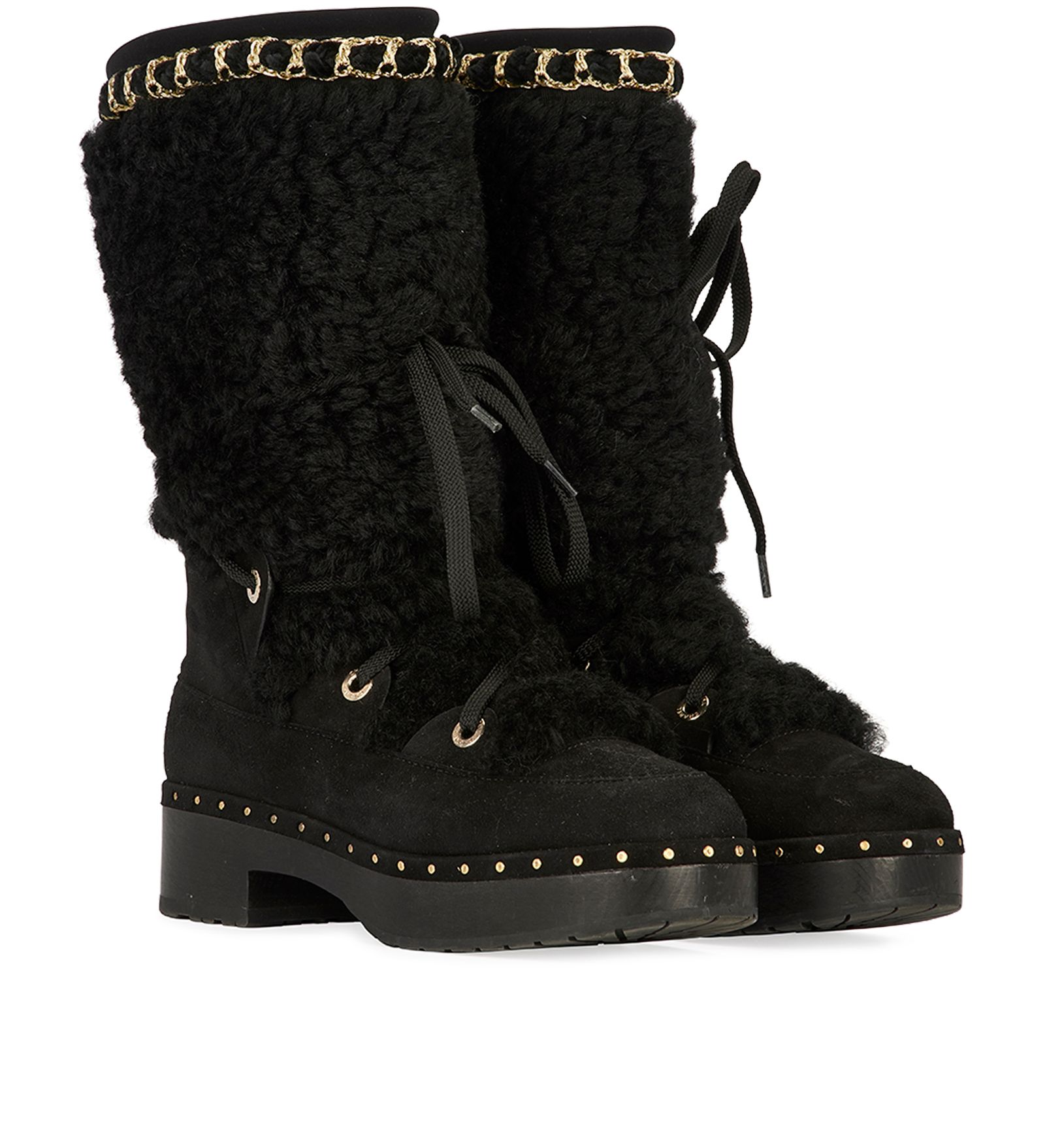 Chanel shearling and chain short boot size 39.5 895.00