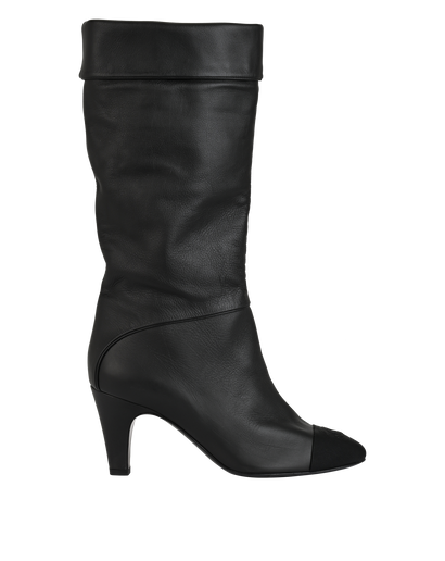 Chanel CC Cap Toe Boots, &pound;550, Shoes, Black, Leather, Front view