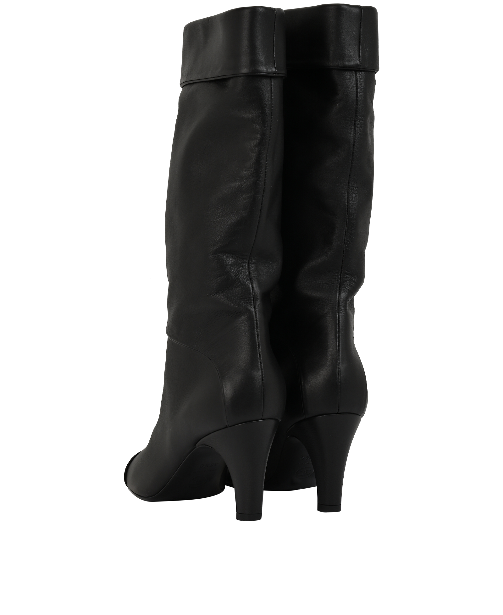 Chanel CC Cap Toe Boots, &pound;550, Shoes, Black, Leather, Back view