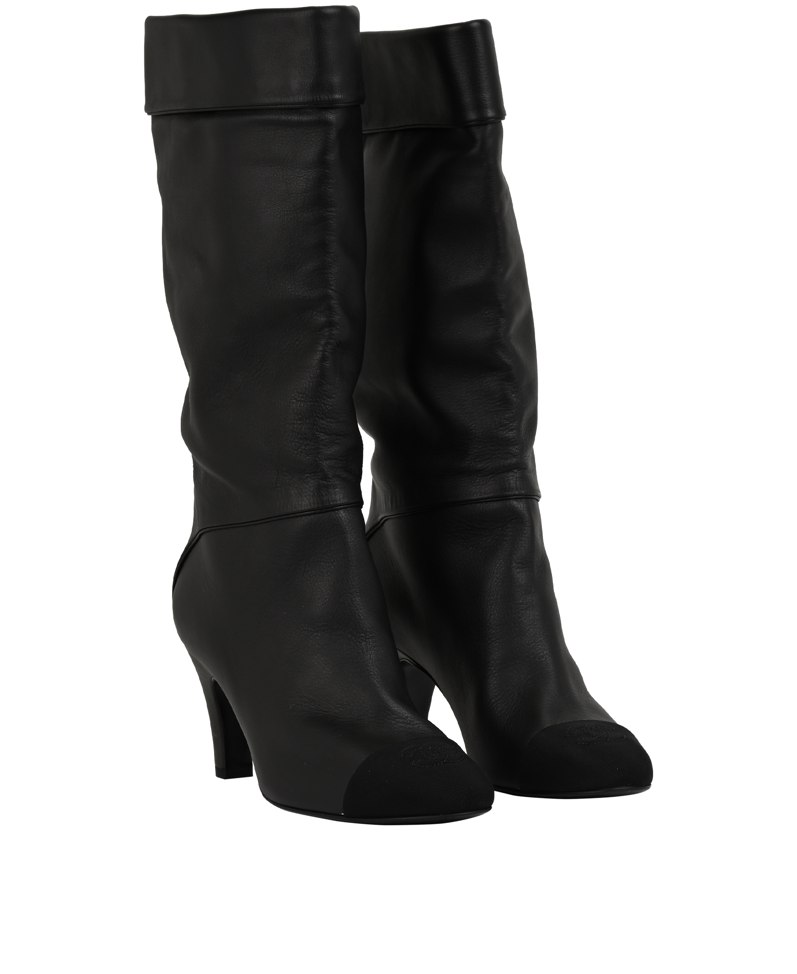 Chanel CC Cap Toe Boots, &pound;550, Shoes, Black, Leather, Side view