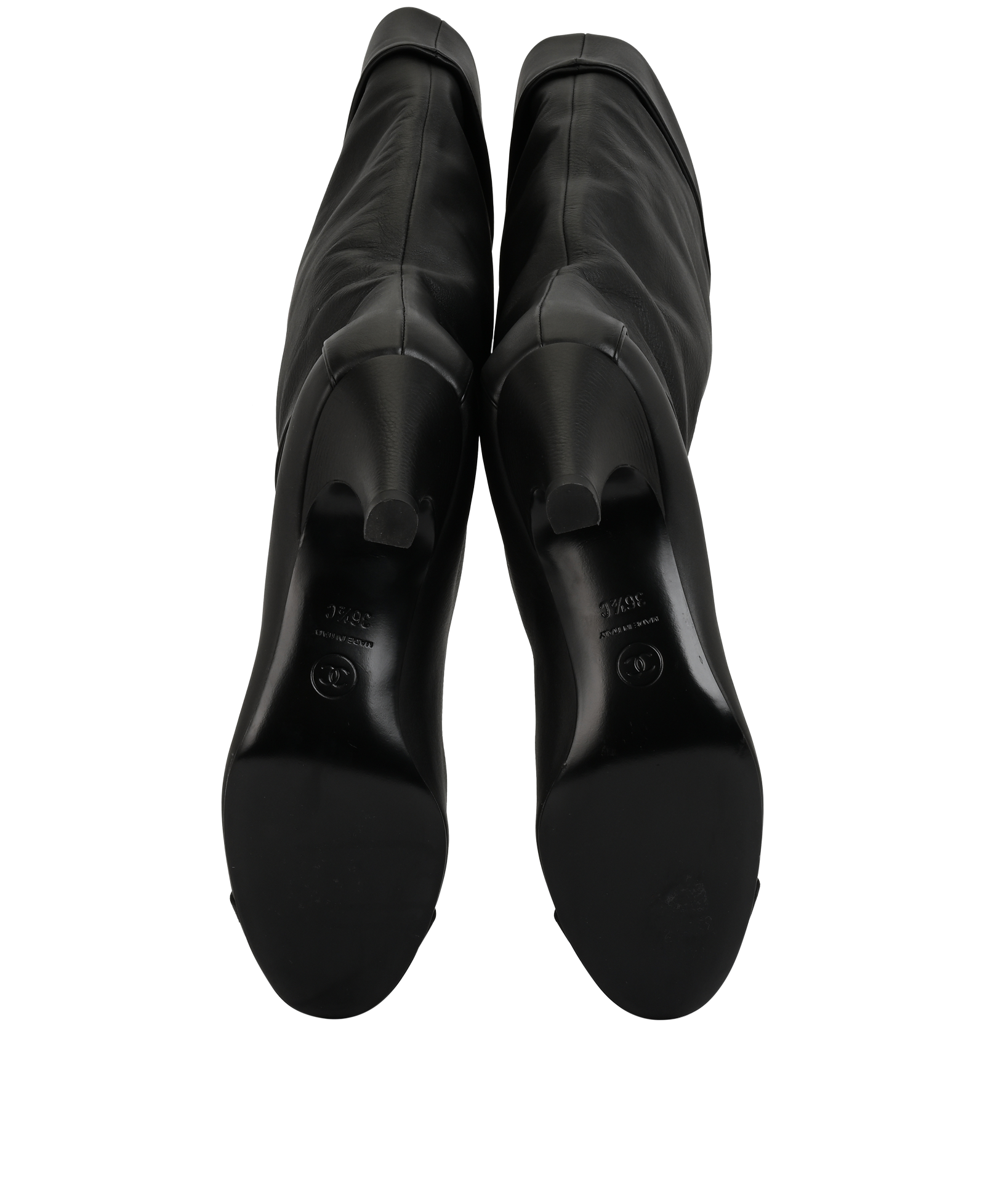 Chanel CC Cap Toe Boots, &pound;550, Shoes, Black, Leather, Top view