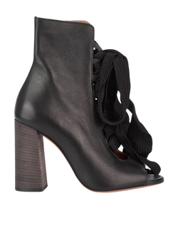 Chlo� Harper Peep-Toe Lace Up Boots, leather, black, 4, 3*, DB/B