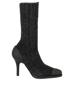 Chloe Monogram Sock Boots, Fabric, Black, DB, UK4, 3*