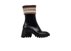 Chloe Knit Rain Boots, Rubber, Black, UK6, 2*