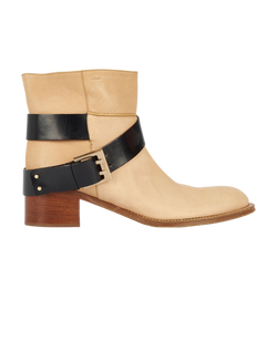 Chlo� Leather Strap Ankle Boots, Leather, Beige/Tan, UK 6, 3*
