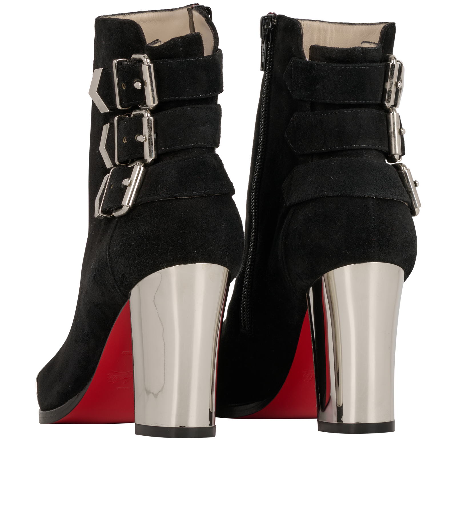 Christian Louboutin Chelita Wingtip Ankle Boot, &pound;320, Shoes, Black/Silver, Leather/Suede, Back view