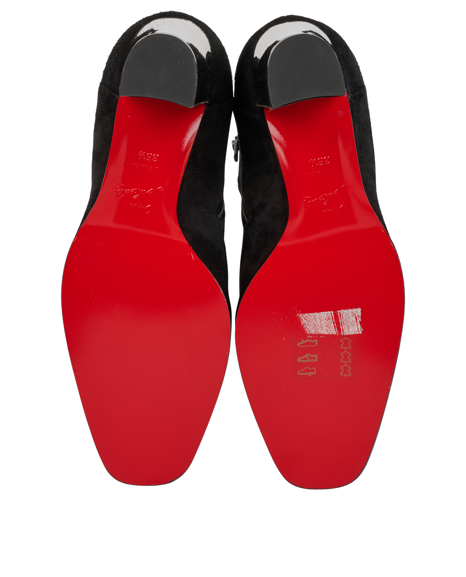 Christian Louboutin Chelita Wingtip Ankle Boot, &pound;320, Shoes, Black/Silver, Leather/Suede, Top view