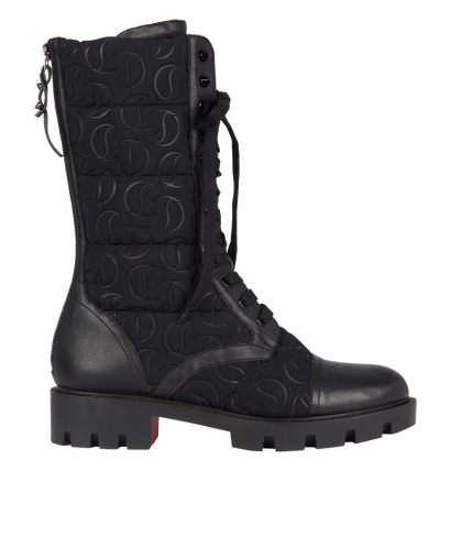 Christian Louboutin Pavleta Combat Boots, &pound;595, Shoes, Black, Nylon, Front view
