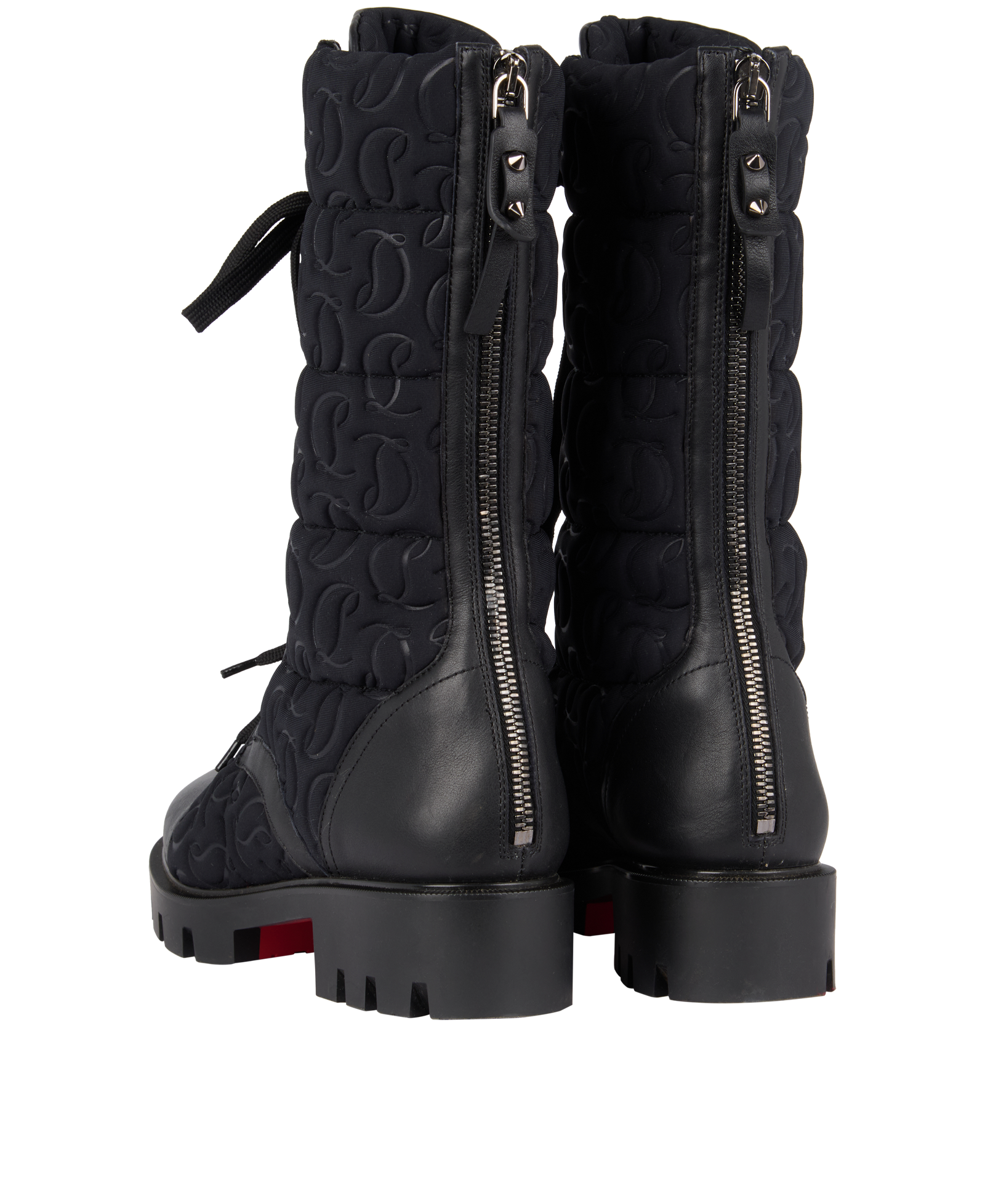 Christian Louboutin Pavleta Combat Boots, &pound;595, Shoes, Black, Nylon, Back view
