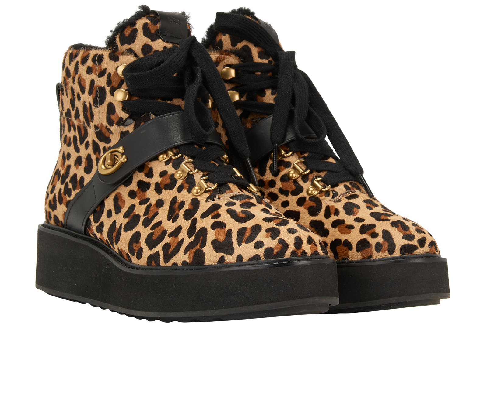 Coach Urban Hiker Boots, &pound;90, Shoes, Beige/Brown, Pony / Calfhair, Side view