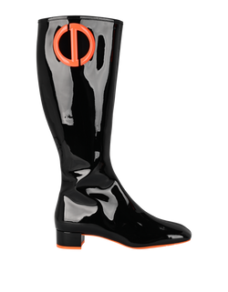 Christian Dior Idole High Boots, Patent , Black/Orange, UK7.5, 3*