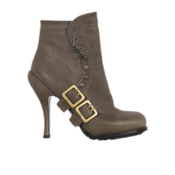 Dior Vintage Spy Ankle Boots, Leather, Grey, Sz 6,  2*