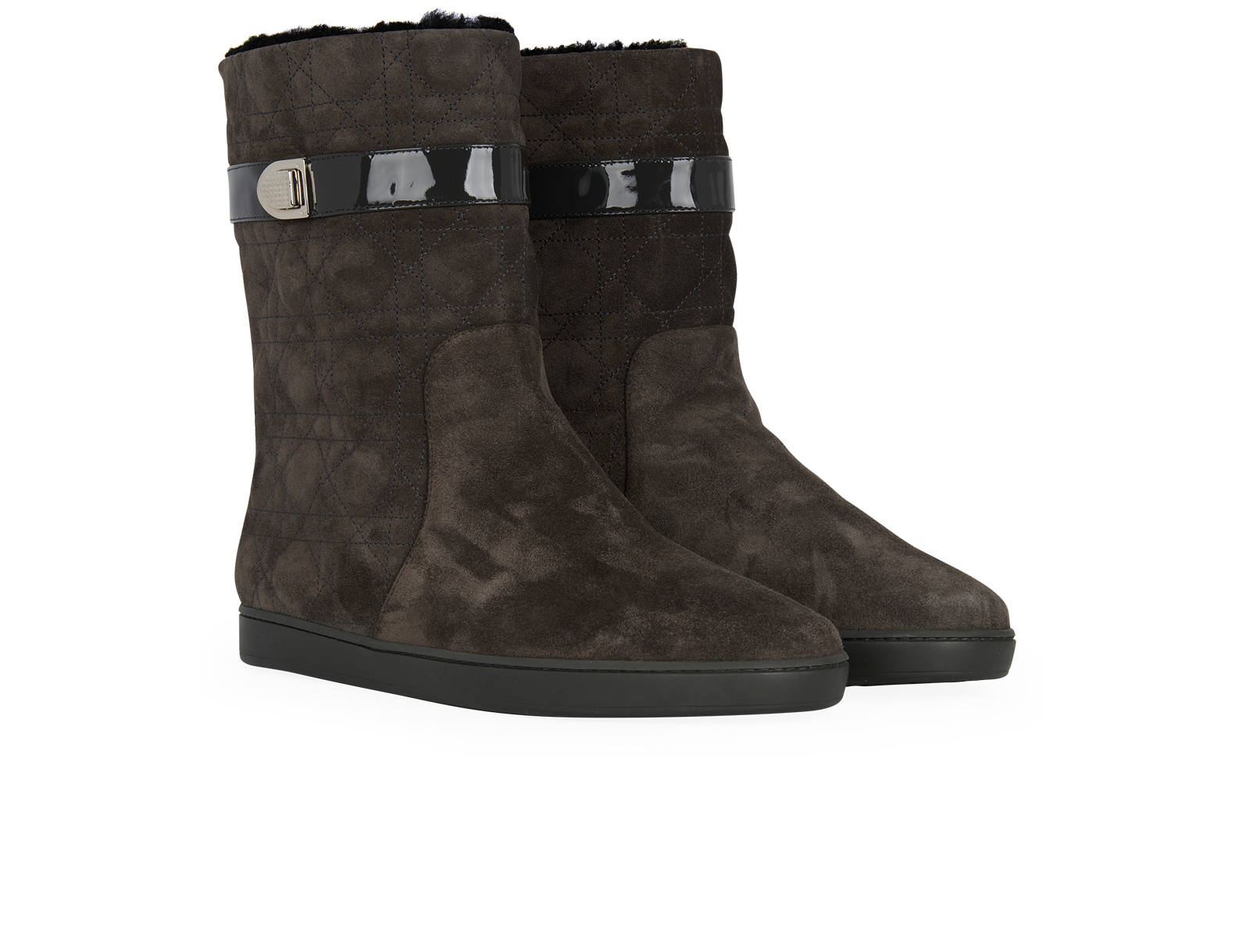 Christian Dior Cannage Boots, &pound;250, Shoes, Brown, Shearling/Suede, Side view